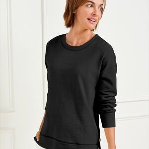 NWT Talbots Black Cozy Crush Crewneck Sweatshirt